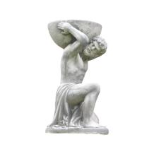 Atlas met bloempot - stenen beeld - 85 cm - klassiek