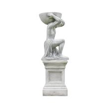 Atlas met bloempot - op sokkel - steen - 147 cm - klassiek