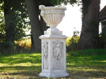 Bloempot op Sokkel met Engelen - 108 cm - Steen