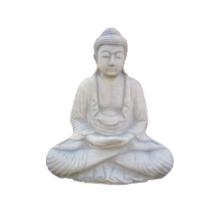 Mediterende Boeddha - stenen beeld - 50 cm - wit/grijs