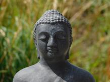Mediterende Boeddha - stenen beeld - 40 cm - grijs