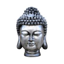 Boeddha - Indonesisch hoofd - polystone beeld - grijs/zilver