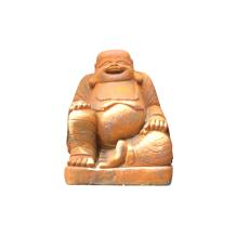 Boeddha - stenen beeld - 80 cm - lachend - oxide kleur
