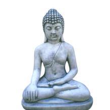 Mediterende Boeddha - stenen beeld - 77 cm - klassiek wit