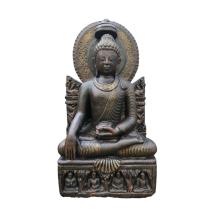 Boeddha op troon - stenen beeld - 93 cm - Thais - in detail