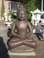 Mediterende Boeddha - stenen beeld - 85 cm - oxide bruin