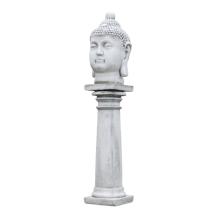 Boeddha - op sokkel - steen - 130 cm - klassiek wit