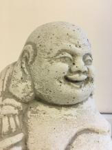 Boeddha - stenen beeld - 21 cm - klassiek wit - in detail