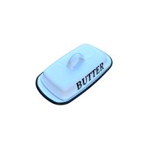 Butterdose – Emaillefarben – Metall – weiß und schwarz