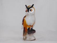 Statue en verre Hibou brun dans le style Murano