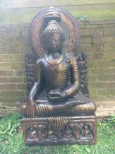 Thaise Boeddha op Troon - 93 cm - Steen
