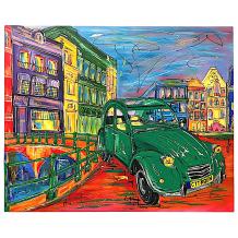 Groene Citroën in Amsterdam - half-abstract - 80 x 100 cm