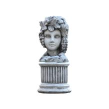 Blumentopf Frau auf Sockel - 58 cm - Stein