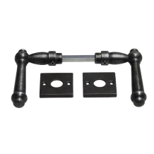 Set klinken Windsor + klinkrozetten vierkant - gietijzer verzinkt