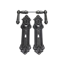 Deurset van klinken en platen - kamerdeurbeslag - gietijzer (BB72)