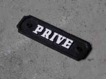 Türschild ''prive'', klassisches Türschild, Gusseisen, schwarz weiß
