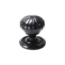Grote deurknop met rozet - zwart - gietijzer - vaste knop