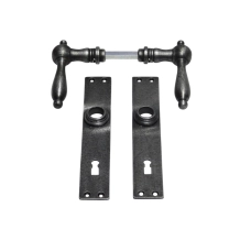 Set deurbeslag 'London' - klinken en deurplaten BB 72 - gietijzer verzinkt