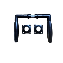 Deurset zwart - nikkel met ebbenhout - compleet