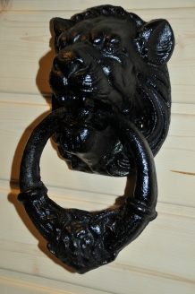 Deurklopper leeuwenkop - gietijzer - glans zwart