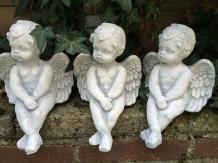 Ensemble de 3 petits anges - lot de 3 - pierre - 20 cm