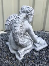 Engel met boek - stenen beeld - 29 cm - tekstplaat