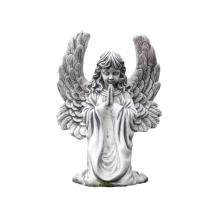 Engel - biddend - stenen beeld - 55 cm - grote vleugels