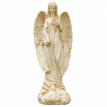 Engel beeld – polystone – crème-wit – 70 cm – vintage