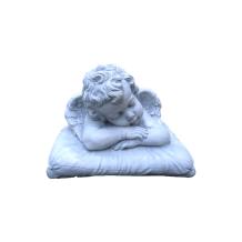 Liggende engel op kussen - stenen beeld - 25 cm - klassiek