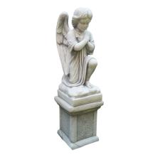 Knielende engel - stenen beeld - 80 cm - op sokkel