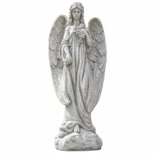 Stenen tuinbeeld engel met rozen – 70 cm – grafdecoratie