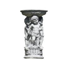 Engelen met schaal - stenen beeld - 35 cm - vogelbad