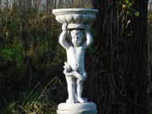 Engel met schaal - stenen beeld - 138 cm - op sokkel