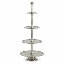 Zilverkleurige XL etagère – aluminium – 4-laags – 125 cm