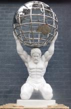 Atlasstatue mit Globus, mythologische Kunst, voller Marmor mit Nickel