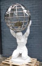 Atlas met wereldbol - marmer met nikkel beeld - 195 cm