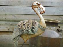 Flamant rose - fait main - statue en métal - 94 cm - en détail