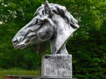 Paardenhoofd - polystone - 64 cm - zilvergrijs met zwart