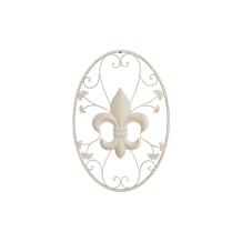 Smeedijzeren wanddecoratie - Franse lelie - antiek wit