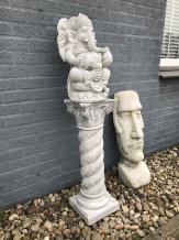 Ganesha - op sokkel - steen - 161 cm - wit - gedetailleerd