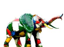 Olifant - handgemaakt uit Afrika - 65 cm - kleurrijk