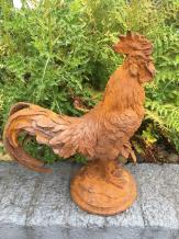 Coq - statue en fonte - 43 cm - rustique - en détail