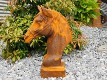 Tête de cheval - statue en fonte - 42 cm - rustique