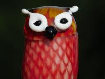 Sculpture en verre Hibou, En couleur, Sculpture en verre