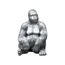 Gorilla - polystone - 81 cm - zilvergrijs met zwart