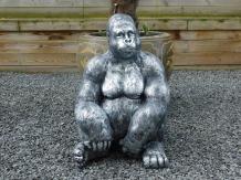 Gorilla - Polystone - 81 cm - Silbergrau mit Schwarz