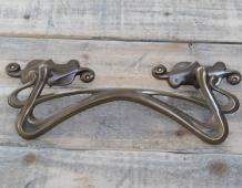 Patine Poignée de tirage, poignée Art Nouveau pour porte d'entrée, livraison en laiton