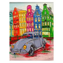 Grijze Citroën in Amsterdam - half-abstract - 100 x 80 cm