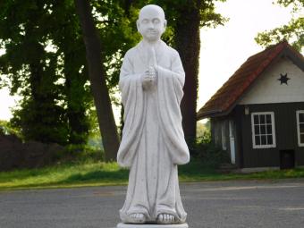 Groetende Monnik op Sokkel - Volledig Steen
