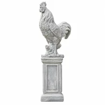 Tuinbeeld haan XL op sokkel – stenen dierenbeeld – 112 cm